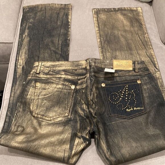 Vintage NWT authentic Apple Bottom  jeans w/ gold overlay 98% cotton, 2% spandex - Picture 1 of 8